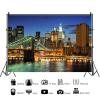 10x6.5ft City Backdrop Modern Cityscape Night View Bridge Urban Skyline Photography Background Birthday Party Banner Online Live Broadcast Video Wallpaper Photo Booth Props view 2