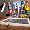 10x6.5ft New York City Backdrop Times Square Street Modern Skyscrapers Photography Background Birthday Party Banner Video Broadcast Decorations Supplies Photo Booth Props view 4