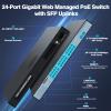 SODOLA 24 Port PoE Gigabit Managed Switch 400W,24 GE PoE Port,2 GE Uplinks, IEEE802.3af/at, 19 inch RackMount, Static Link Aggregation/QoS/VLAN/IGMP Managed Network PoE Switch view 2