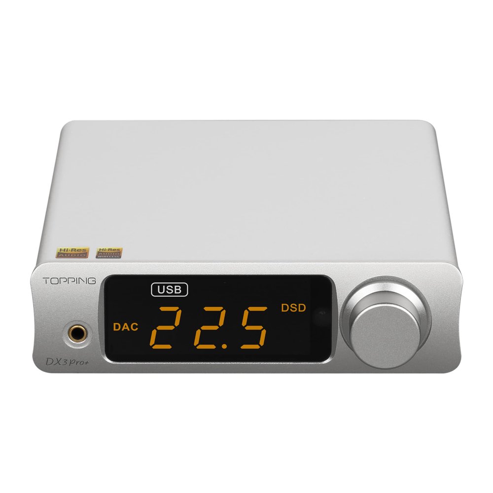 LEAUDIO Topping DX3 Pro+ ES9038Q2M Bluetooth 5.0 LDAC Audio Decoder DSD512 DAC AMP NFCA Headphone Amplifier Pre Amplifier (Silver)