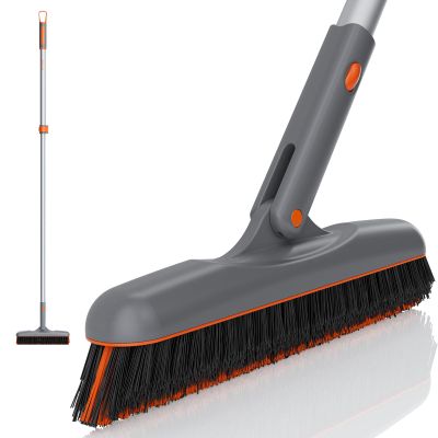 Eazer Grout Brush with Long Handle, 180Rotation Tile Grout Cleaning Brush, V-Shape Shower Scrubber Cleaner, Stiff Bristle for Cleaning Bathroom Tile Floors - 53in