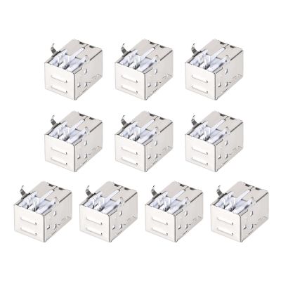 Rebower USB 2.0 Connector PCB 4 Pin DIP 90 Degree Type B Female Socket Plug [for Electronics Power Port Repair] - 1.5A / Silver White / 50Pcs