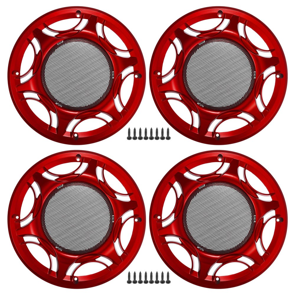 ACROPIX 8" Car Speaker Grills Cover Mesh Round 8 Inch Audio Speaker Subwoofer Guard Protector Case with Mounting Screws Iron Red - Pack of 4