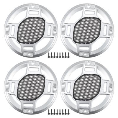 ACROPIX 3" Car Speaker Grills Cover Mesh Round 3 Inch Audio Speaker Subwoofer Guard Protector Case with Mounting Screws Iron Silver Tone Black - Pack of 4