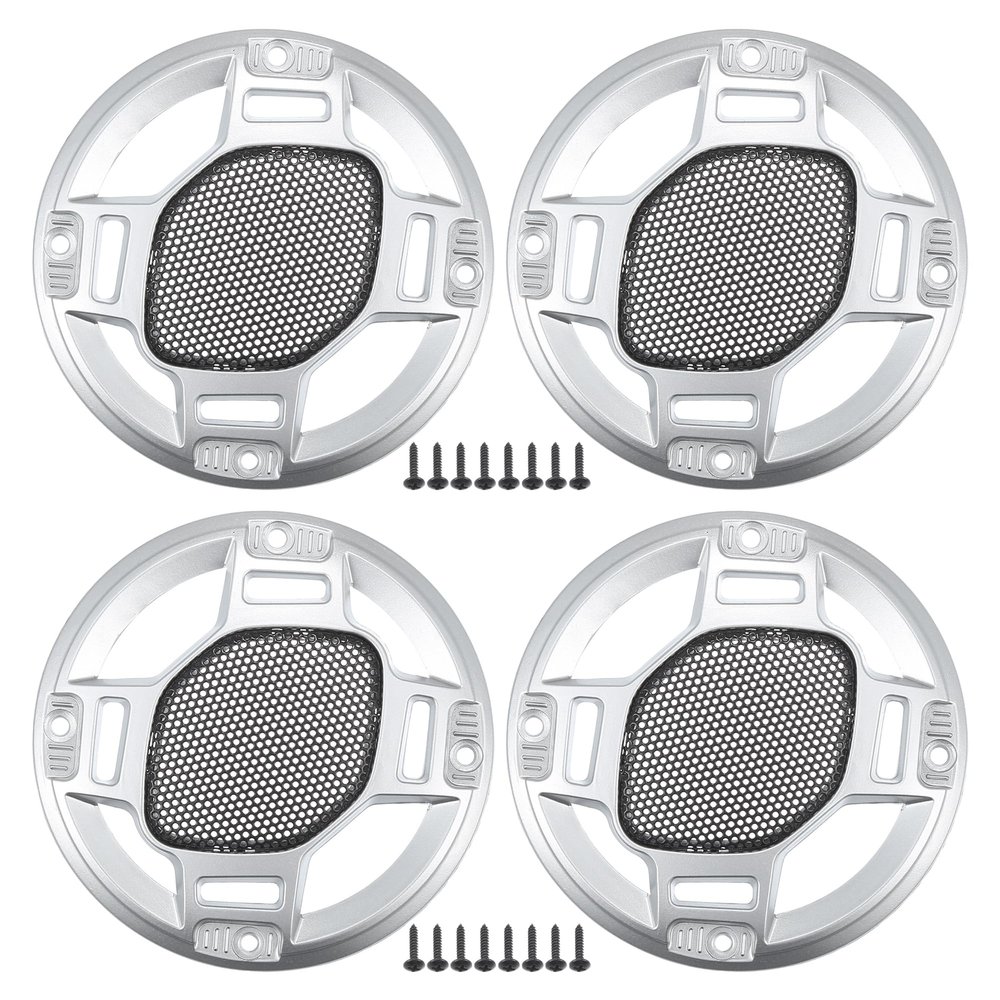 ACROPIX 3" Car Speaker Grills Cover Mesh Round 3 Inch Audio Speaker Subwoofer Guard Protector Case with Mounting Screws Iron Silver Tone Black - Pack of 4