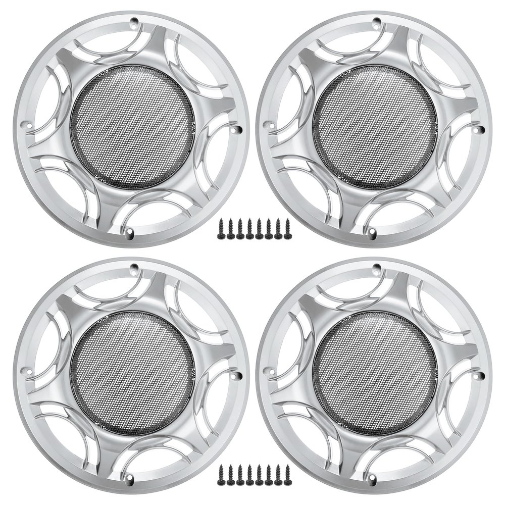 ACROPIX 8" Car Speaker Grills Cover Mesh Round 8 Inch Audio Speaker Subwoofer Guard Protector Case with Mounting Screws Iron Silver Tone - Pack of 4