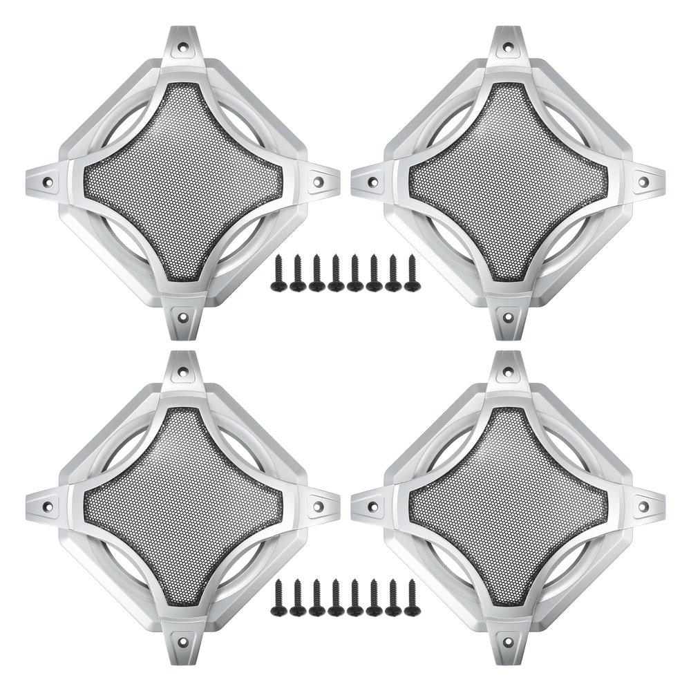 ACROPIX Universal 6" Car Speaker Grills Cover Mesh Square 6 Inch Audio Speaker Subwoofer Guard Protector Case with Screws Iron Silver Tone - Pack of 4