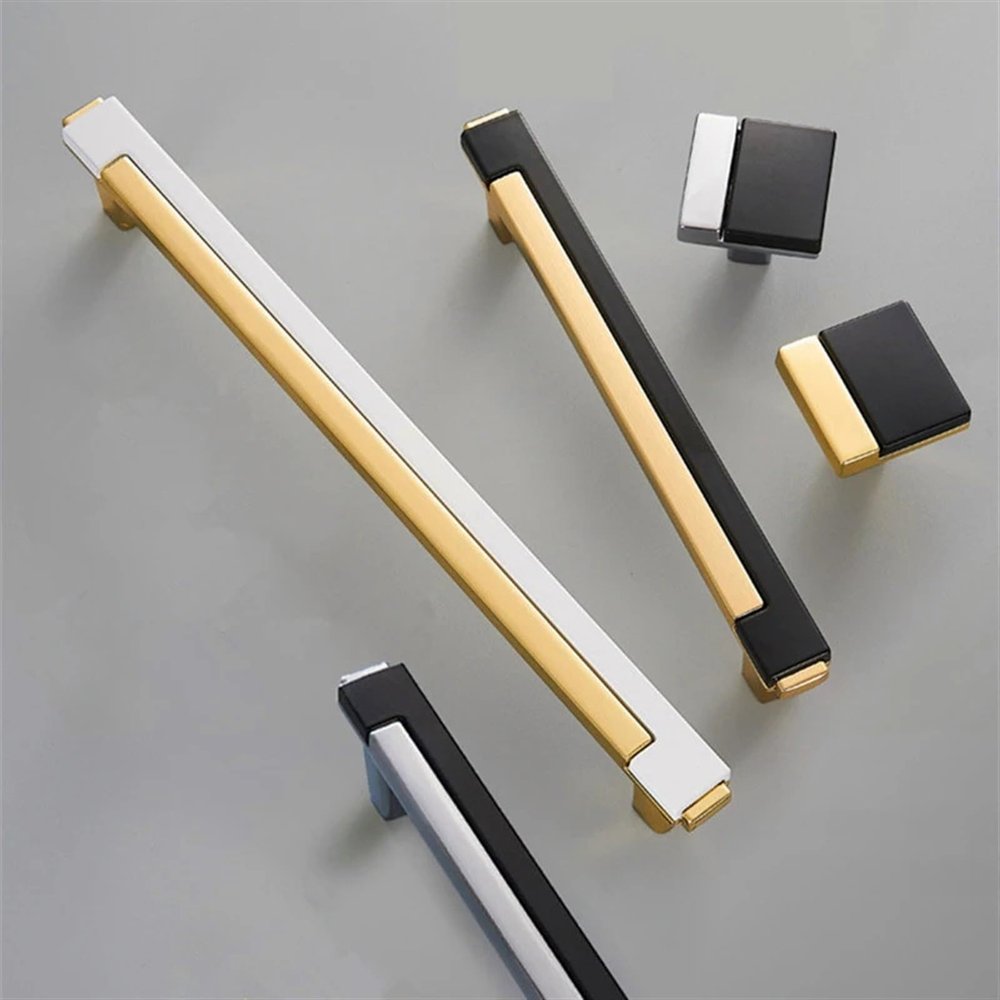 NALsa Gold Black Chrome Kitchen Handle Zinc Alloy Cabinet Knobs and Handles Drawer Pulls Furniture Handle Door Hardware 1Pcs (Color : White Chrome 192mm)
