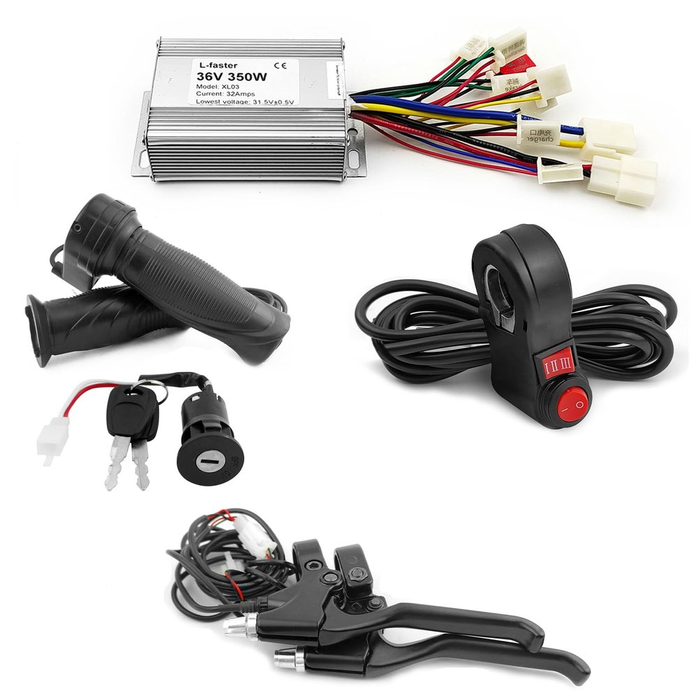 L-faster Brushed Motor Reverse Control 3-Speed Device for Electrical Scooter Bicycle Motor (Controller Braker Switch Handle Throttle)