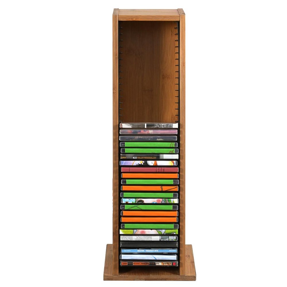 ZHWFDC Record Holder CD Storage Rack PS4 Game Disc Finishing Rack,Wooden CD Rack Display Shelf Stand,CD Storage Organizer Rack(Size:57x22.5x20cm/22.4x8.8x7.8in)