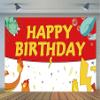 5.9x3.6ft Cartoon Birthday Backdrop Red and White Photography Backdrops for Kids Party Supplies Happy Birthday Party Decorations view 1
