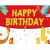 5.9x3.6ft Cartoon Birthday Backdrop Red and White Photography Backdrops for Kids Party Supplies Happy Birthday Party Decorations view 3