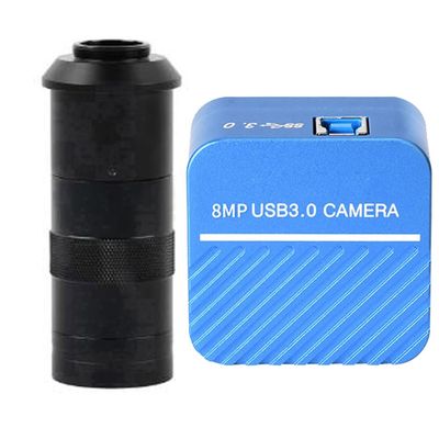 8MP 4K USB 3.0 Microscope Camera UVC Measurement Electronic Digital Microscope & 100X C-Mount Lens