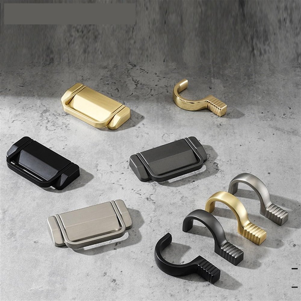 Hidden Door Handles Zinc Alloy Punch-Free Pulls Cover Floor Cabinet Handle Gold Black Furniture Handle Hardware 1Pcs (Color : Nickel Brushed-64mm)