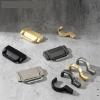 Hidden Door Handles Zinc Alloy Punch-Free Pulls Cover Floor Cabinet Handle Gold Black Furniture Handle Hardware 1Pcs (Color : Nickel Brushed-64mm) view 1