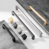 NALsa Pulls Cupboard Pearl Gold Brass Cabinet Door Handles Gray Zinc Alloy Drawer Knobs Kitchen Furniture Hardware 1Pcs (Color : B-Silver 96mm) view 1