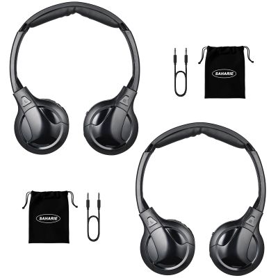 SAHARIE IR Headphones for Car DVD, Universal Infrared Headphones, 2 Channel Wireless for Honda Odyssey Rear Entertainment System (2 Pack)
