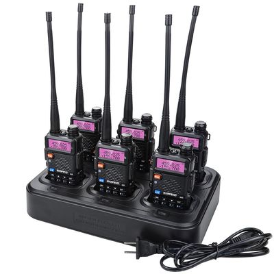BF-F8HP UV-5R+ UV-5RE UV-5RTP UV-5X3 Six Way Charger Multi Unit Charger Station with UV-5R 5W Walkie Talkies Set