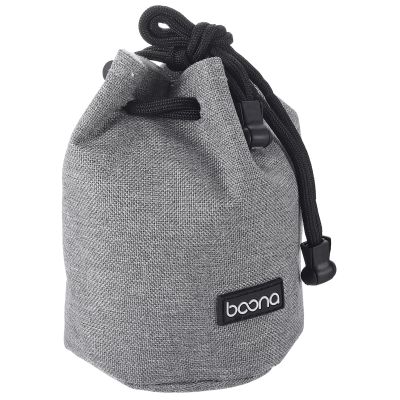 PATIKIL Soft Drawstring Lens Case, Lens Pouch Bag with Cotton Pad, Grey