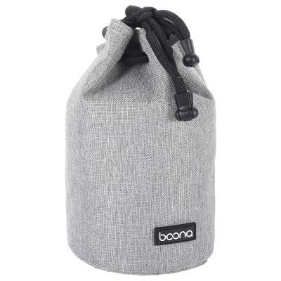 PATIKIL Soft Drawstring Lens Case, Lens Pouch Bag with Cotton Pad 3.9" OD Thick Fleece Cloth Camera Lens Bag for SLR Lens Water Cups, Grey