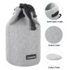 PATIKIL Soft Drawstring Lens Case, Lens Pouch Bag with Cotton Pad 3.9" OD Thick Fleece Cloth Camera Lens Bag for SLR Lens Water Cups, Grey view 3