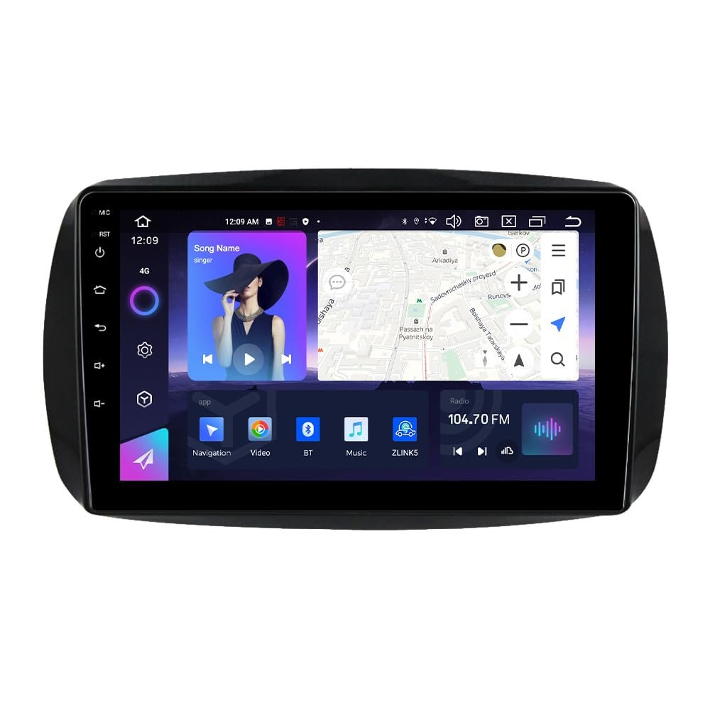 FELLOSTAR Android Car Stereo Radio for Mercedes Smart 453 Fortwo 2014 2015-2020 Built in Apple CarPlay Android Auto GPS Navigation WiFi Head Unit Touchscreen Display (8-Core 8+128GB)