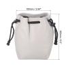 PATIKIL Soft Drawstring Lens Case, Lens Pouch Bag with Cotton Pad 3.94" x 3.94" Thick Fleece Cloth Camera Lens Bag for SLR Lens Water Cups Grey view 2
