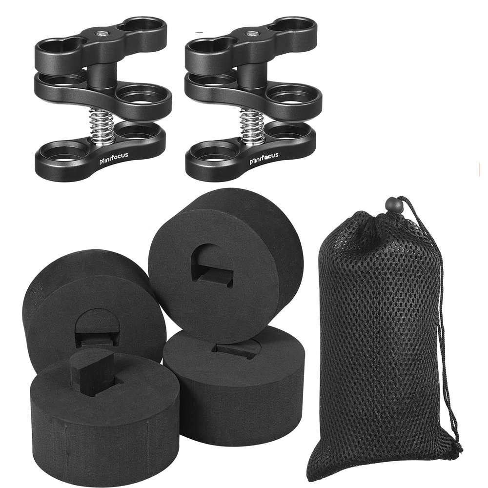 4Pcs Underwater Camera Buoyancy Float Kits & 2Pcs 1'' Aluminum Ball Clamp Mount