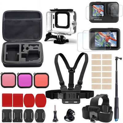 Action Camera Accessories Accessories Kit for Black Carrying Bag Waterproof Housing Case Tripod Set for