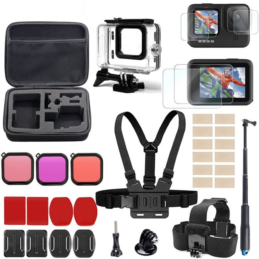 Action Camera Accessories Accessories Kit for Black Carrying Bag Waterproof Housing Case Tripod Set for