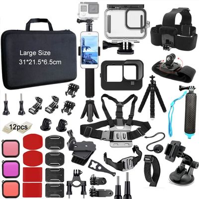 Accessories Kit Waterproof Housing Case Straps Tripod Monopod Set Mount for Black Accessory