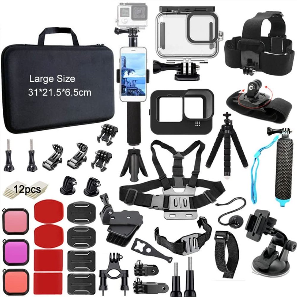 Accessories Kit Waterproof Housing Case Straps Tripod Monopod Set Mount for Black Accessory