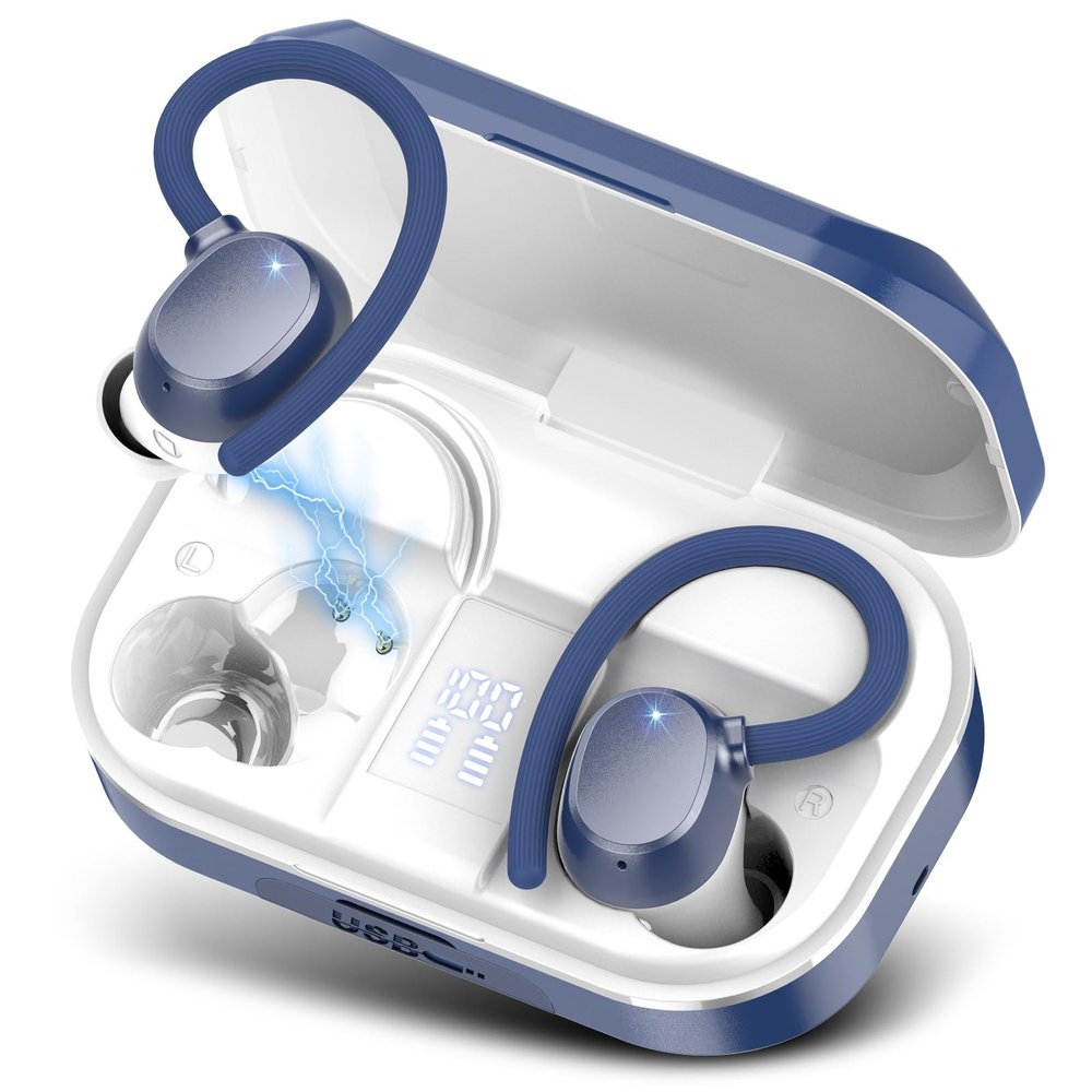 Wireless Earbuds Bluetooth Headphones 120hrs Playtime HiFi Stereo Wireless Headphones with HD Mic Deep Bass Wireless Earphones with Dual LED Display USB-C IP7 Waterproof Earbuds for Running Sports