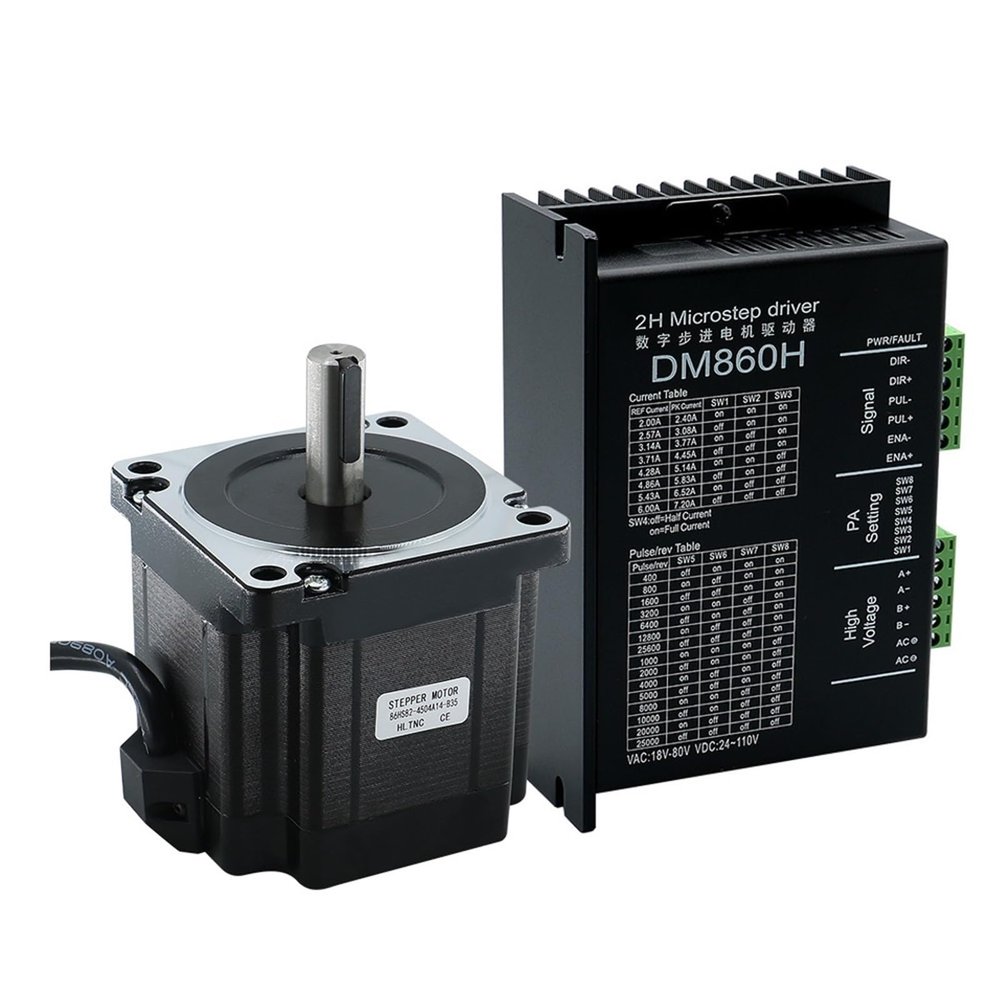 JOCCOS Nema34 14mm Single Dual Shaft 4-lead 4.5NM 4.5A Stepper Motor With DM860H Hybrid DC Driver for Engraver Milling Router