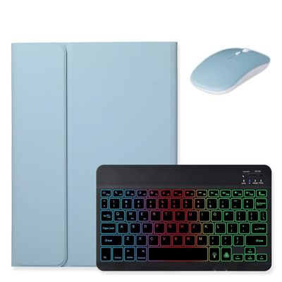 kaidisen Backlit Keyboard for iPad Pro 11 inch (4th/3rd/2nd/1st Generation) Case with Mouse and Detachable RGB Colorful Backlight Color Keyboard Case,Mist Blue+Black