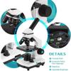 CHIPEL Professional Biological Microscope Microscope 64X-640X Up/Down LED Monocular Microscope for Students Kids Education with Slides view 4