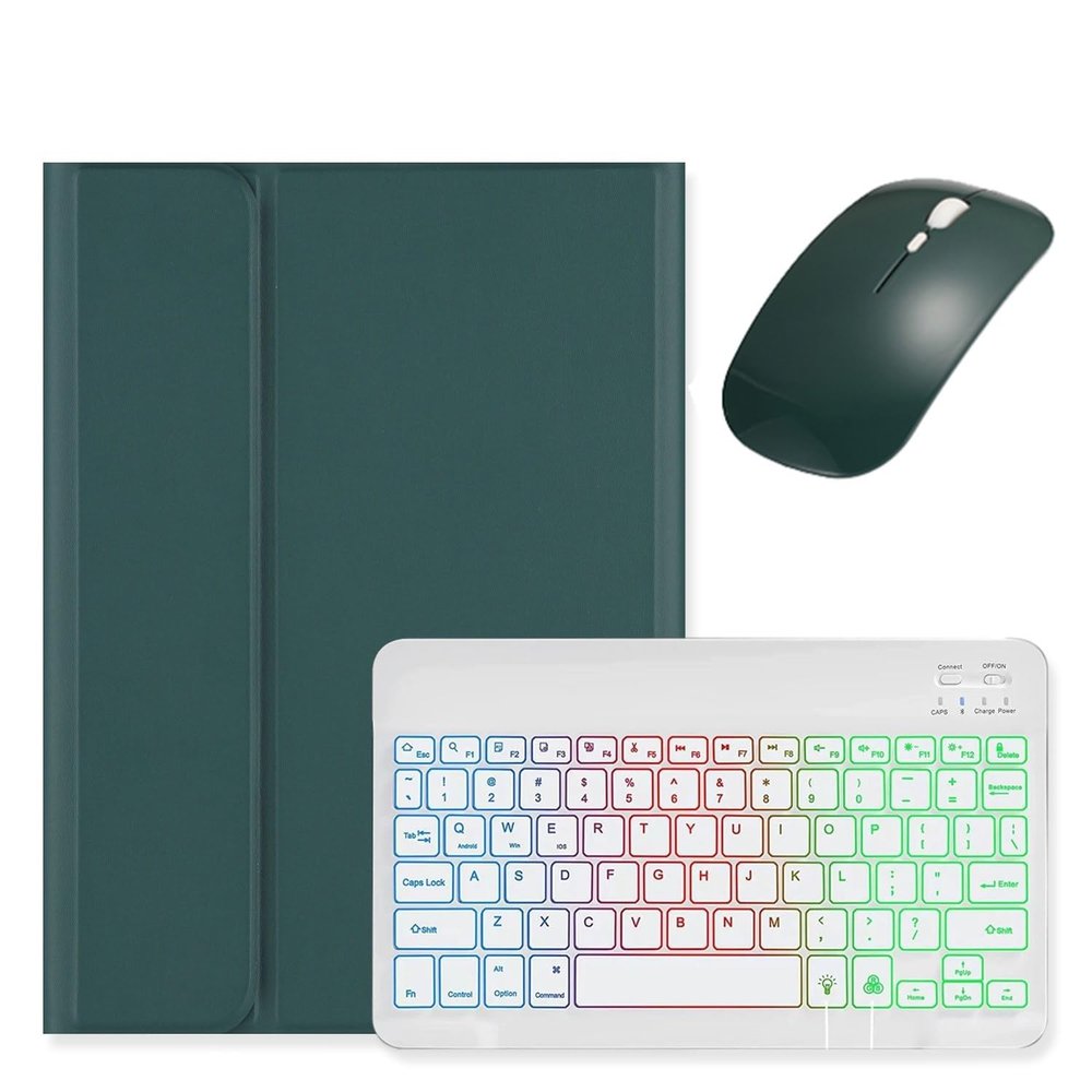 kaidisen Backlit Keyboard for Galaxy Tab A8 10.5 inch Tablet Model SM-X200/X205/X207 Keyboard Case with Mouse, Detachable Backlight Color Keyboard Case,Dark Green+White
