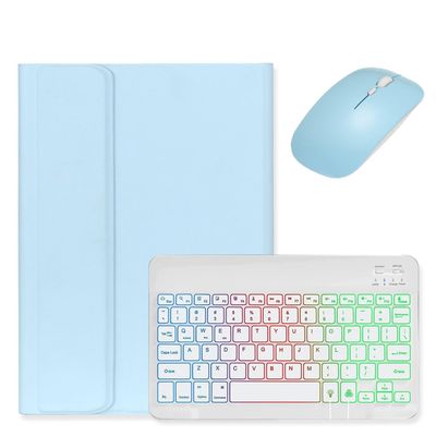 kaidisen Backlit Keyboard for Galaxy Tab S6 Lite 10.4" 2024/2022/2020 Keyboard Case with Mouse, Detachable Backlight Color Keyboard Case,Light Blue+White