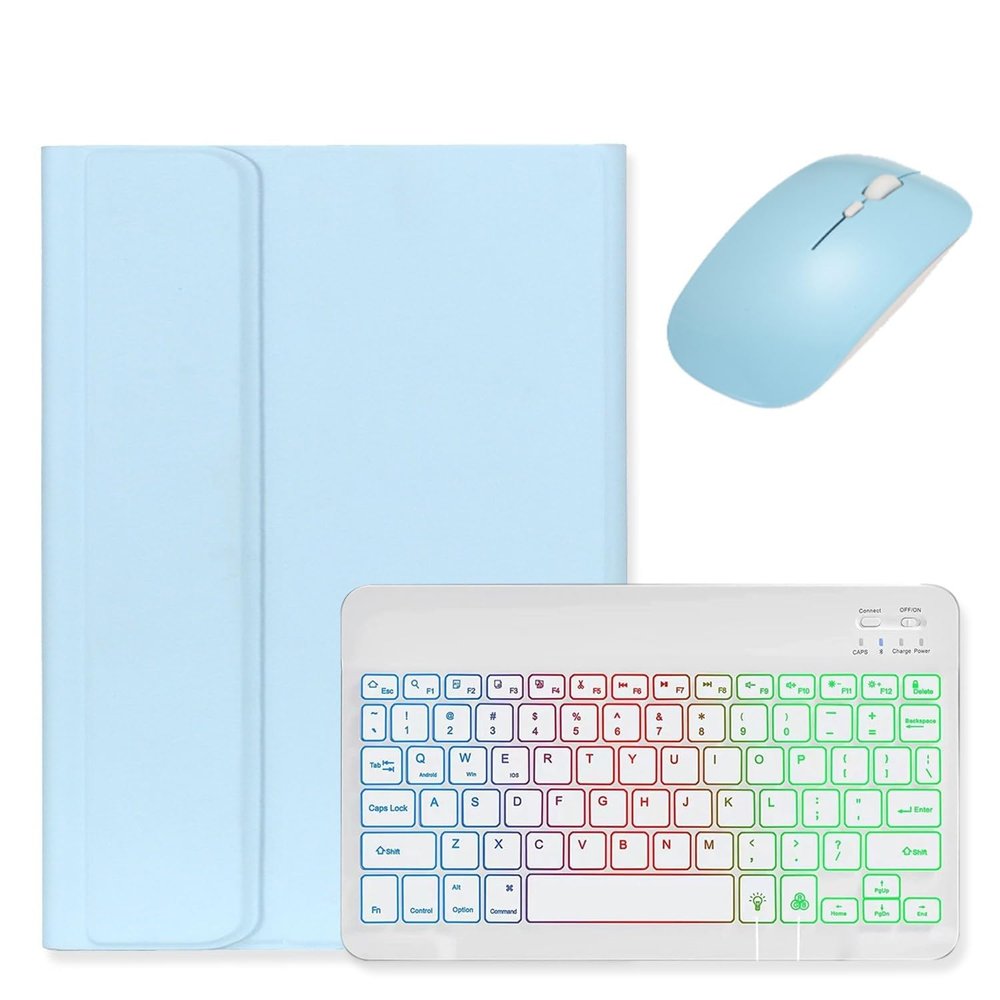 kaidisen Backlit Keyboard for Galaxy Tab S6 Lite 10.4" 2024/2022/2020 Keyboard Case with Mouse, Detachable Backlight Color Keyboard Case,Light Blue+White