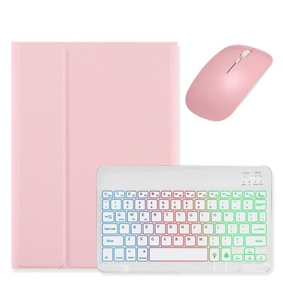 kaidisen Backlit Keyboard for Galaxy Tab S6 Lite 10.4" 2024/2022/2020 Keyboard Case with Mouse, Detachable Backlight Color Keyboard Case,Pink+White