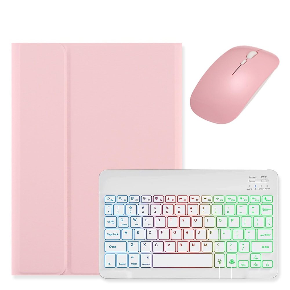 kaidisen Backlit Keyboard for Galaxy Tab S6 Lite 10.4" 2024/2022/2020 Keyboard Case with Mouse, Detachable Backlight Color Keyboard Case,Pink+White