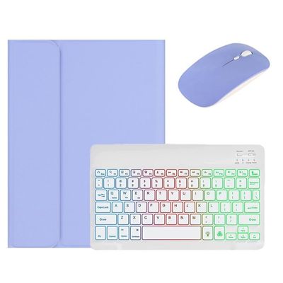 kaidisen Backlit Keyboard Case for iPad Air 11 inch M3/M2 (2025/2024)/ Air 5th/4th Generation 10.9 inch Case with Mouse and Detachable Backlight Keyboard,Purple+White