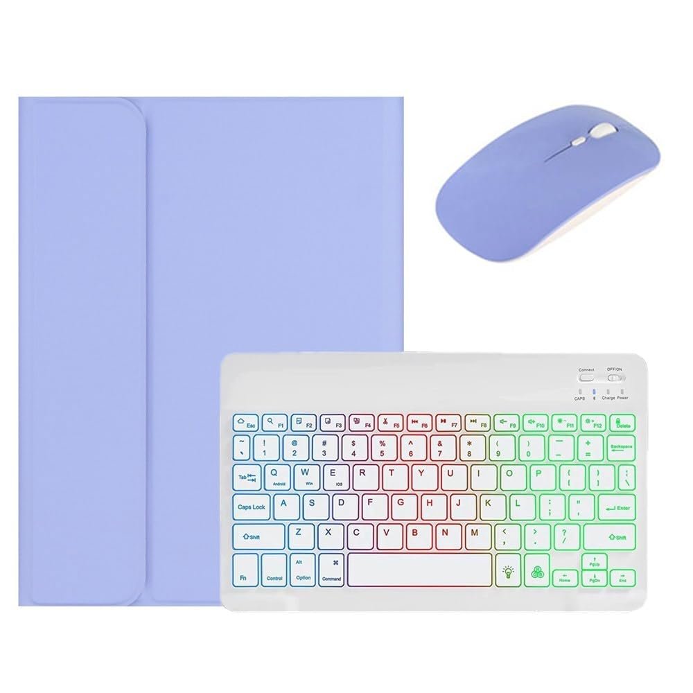 kaidisen Backlit Keyboard Case for iPad Air 11 inch M3/M2 (2025/2024)/ Air 5th/4th Generation 10.9 inch Case with Mouse and Detachable Backlight Keyboard,Purple+White
