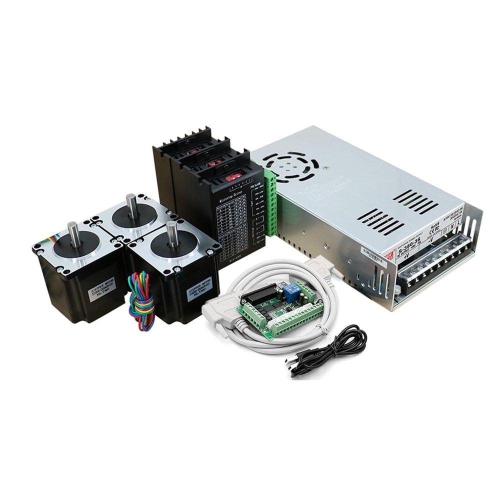 3Pcs 57HS56 1.2n Nema23 Stepper Motor With TB6600 Driver And 5 Axis Parallel Port Interface Board for Engraver Mill Router (Size : 6.35mm Single Shaft)