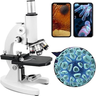 CHIPEL Professional Biological Microscope, 12000X Monocular Microscope Set, with Storage Bag + Mobile Phone Holder, for School Lab/Home Education