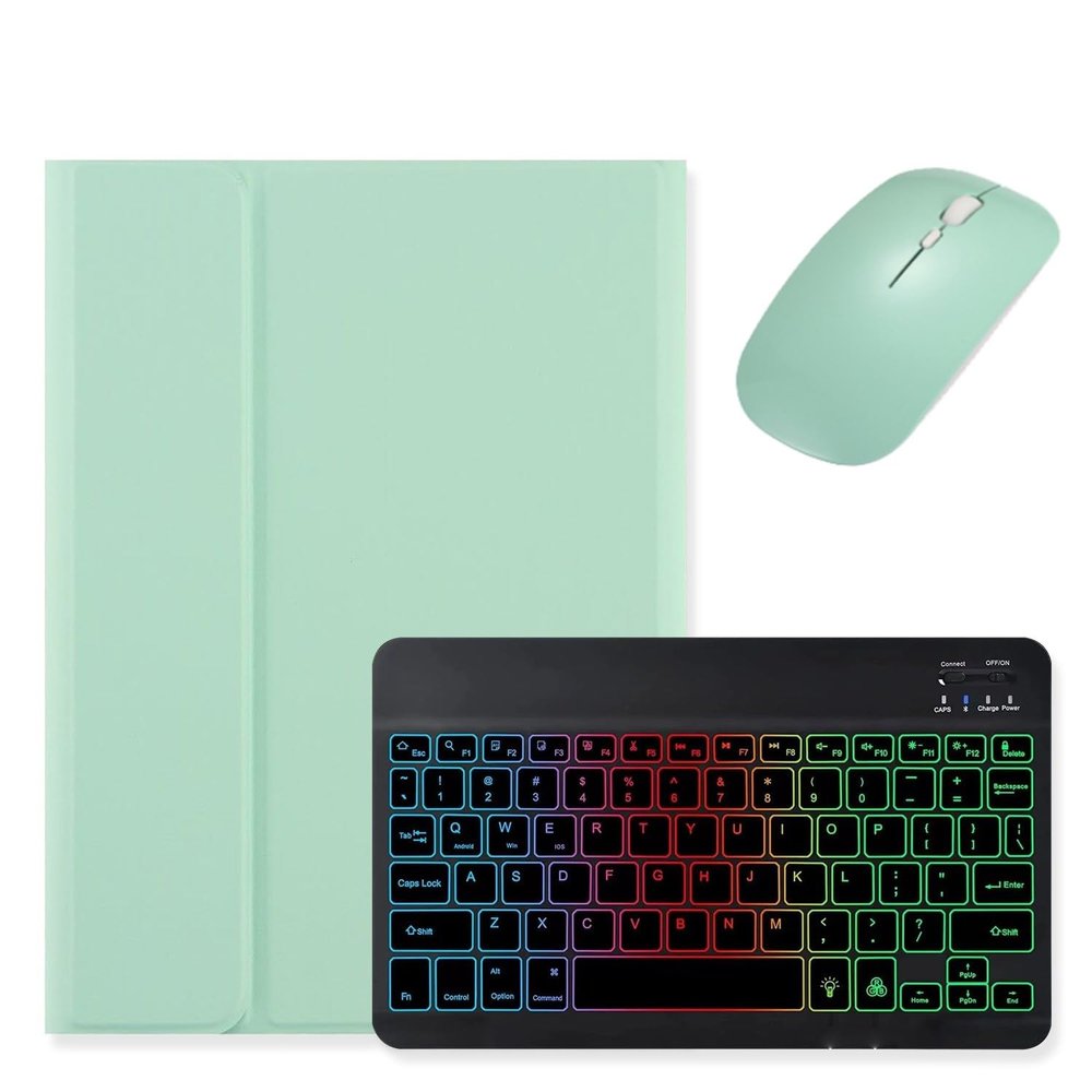 kaidisen Backlit Keyboard Case for iPad (A16) 11th Gen 2025/ iPad 10th Generation 2022 10.9 inch Case with Mouse and Detachable Backlight Keyboard,Mint Green+Black