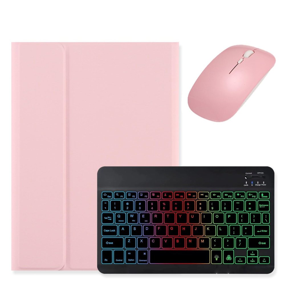 kaidisen Backlit Keyboard for iPad 6th 5th Generation iPad Air 2/Air iPad Pro 9.7 Case with Mouse and Detachable RGB Colorful Backlight Color Keyboard Case for iPad 9.7 inch,Pink+Black