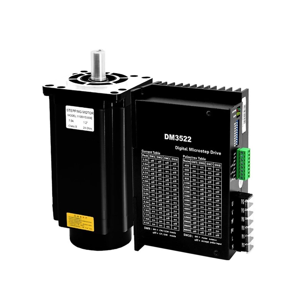 110BYG350B Nema42 12Nm 6A Three Phase Stepper Motor With 19mm Shaft Optional Brake + DM3522 AC110v 220V Input Driver Kit For (Size : With brake)