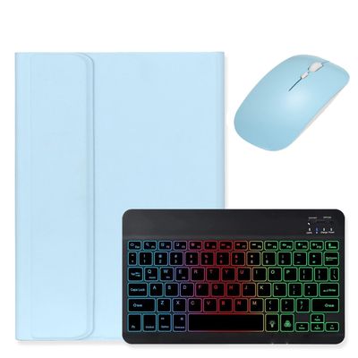 kaidisen Backlit Keyboard Case for Galaxy Tab S10 Lite / S10 FE / S9 FE 10.9", Tab S9/S8/S7 11" Case with Mouse and Detachable RGB Colorful Rainbow Backlight Keyboard,Light Blue+Black