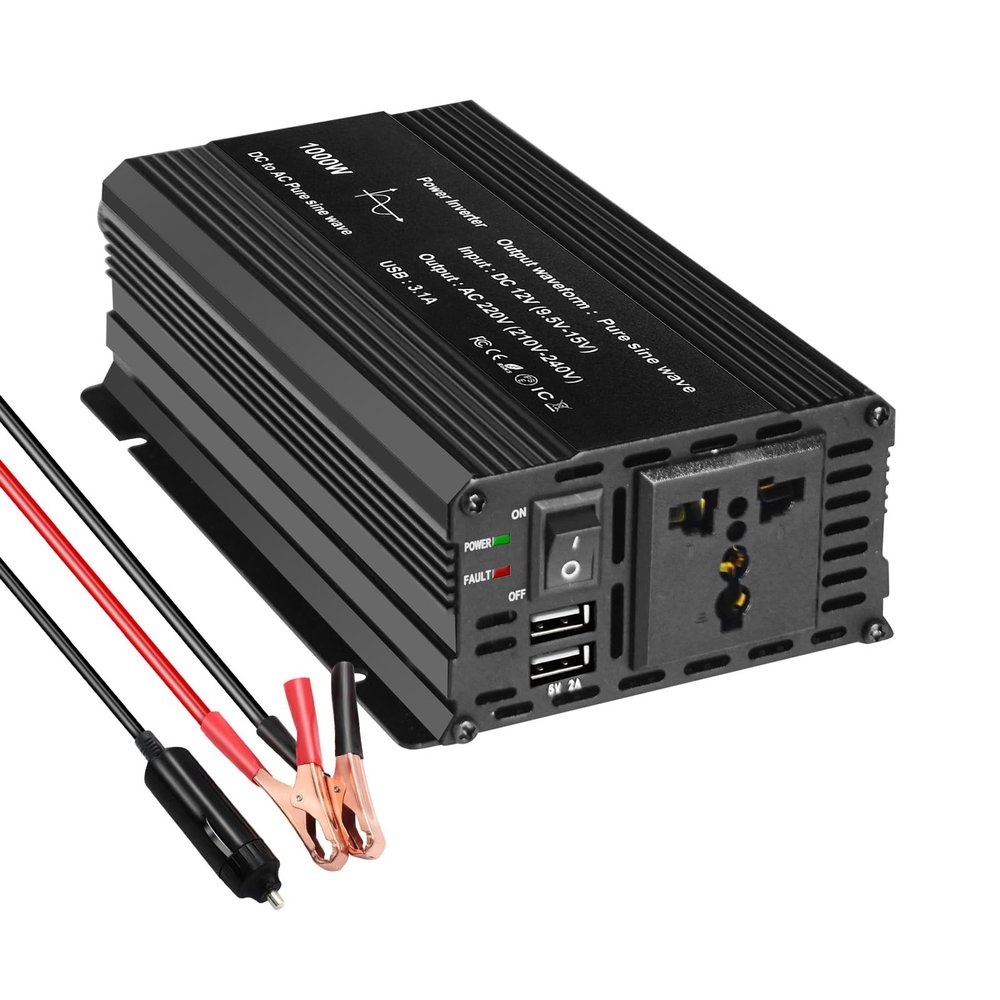 1000W-2200W Pure Sine Wave Inverter Car Power Inverters,12V DC to 220V AC Converter for Camping, RV, Truck, Vehicles, Emergency with Dual 3.1A USB, AC Outlets,1000w